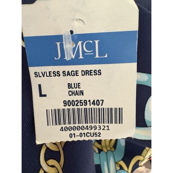 J. Mclaughlin Sleeveless Sage Dress Large Blue Catalina Cloth Preppy Mob Wife - Picture 5 of 13